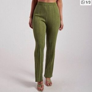 Meshki Sage Ribbed Straight Leg Pants